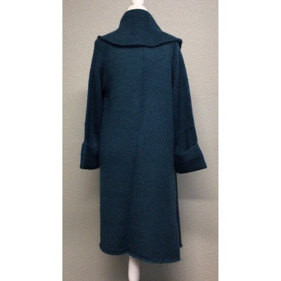 Soft Surroundings Teal Acrylic Wool Mohair Open Front Cardigan Sweater Sz Medium - Picture 2 of 9